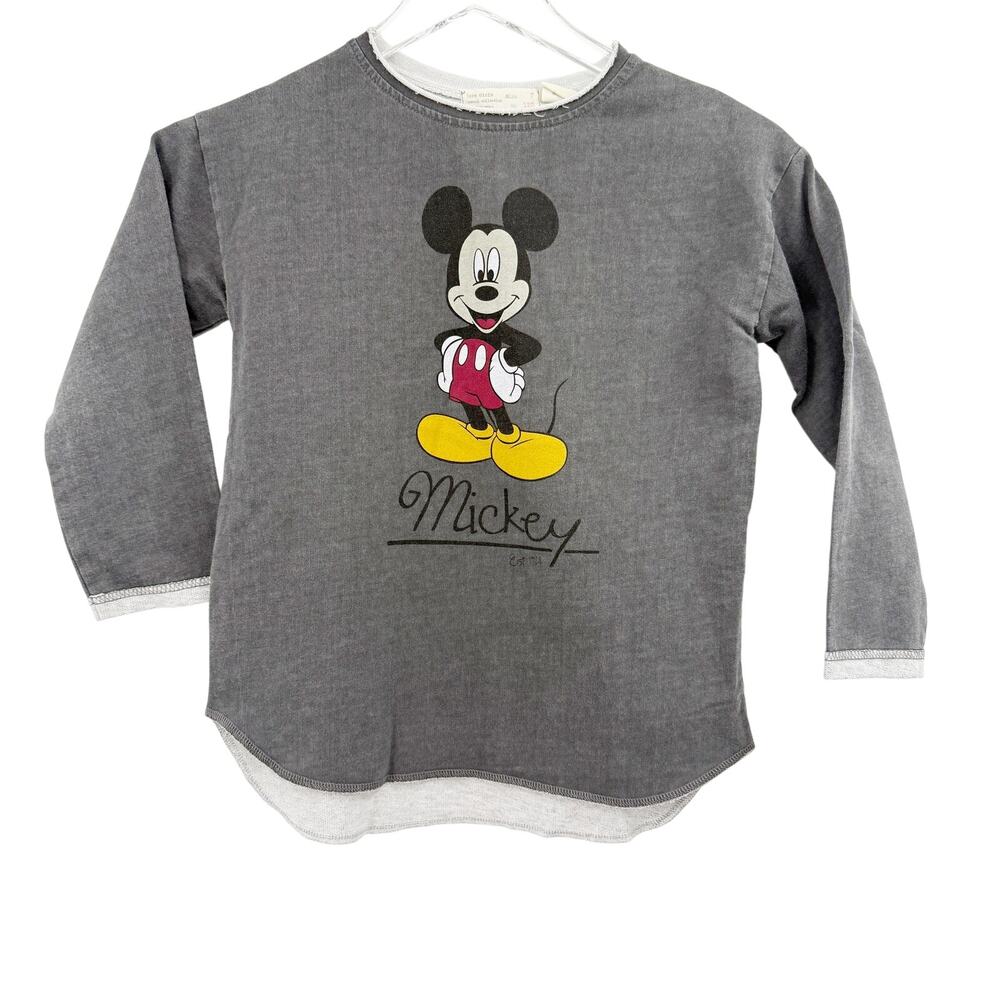 Zara x Disney gray Mickey Mouse Top girls size 7 shirt casual collection
